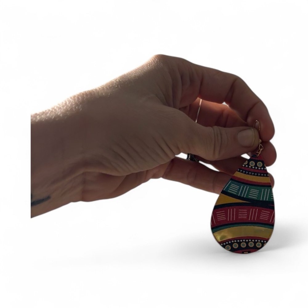 Fashion Jewelry Colorful Patterned Teardrop Earrings - Picture 6 of 6